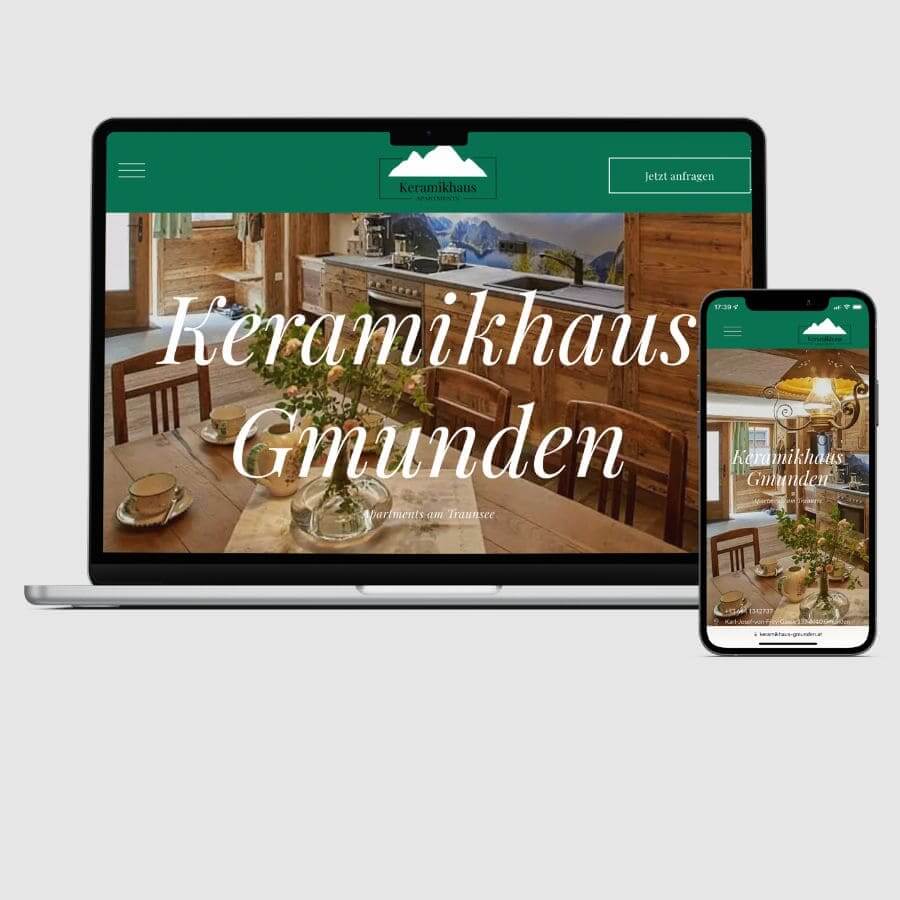 Laptop und Smartphone zeigen das responsive Webdesign von Keramikhaus-gmunden.at